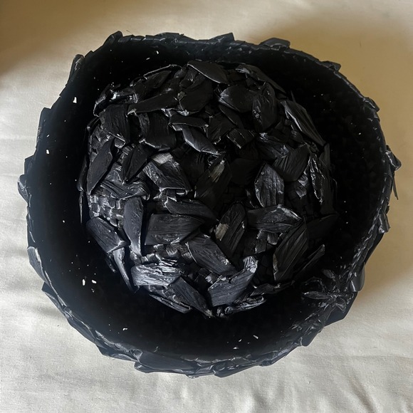 Vintage Black Sculptural Raffia Cocktail Hat Paris Boutique main image 8